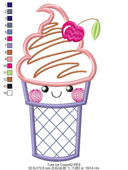 Cute Ice Cream - Applique