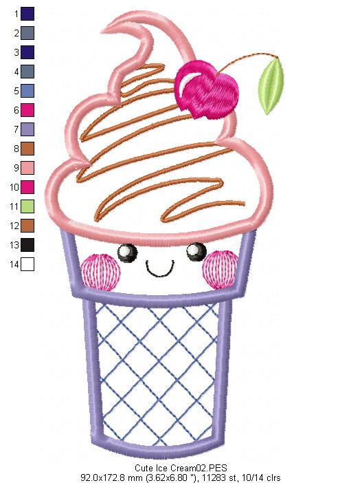 Cute Ice Cream - Applique