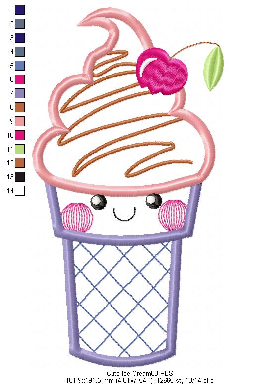 Cute Ice Cream - Applique