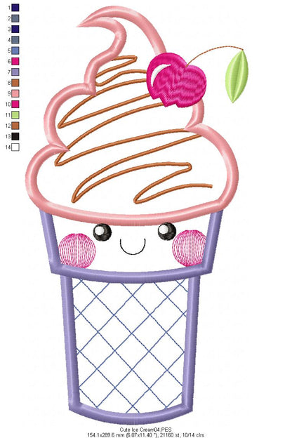 Cute Ice Cream - Applique