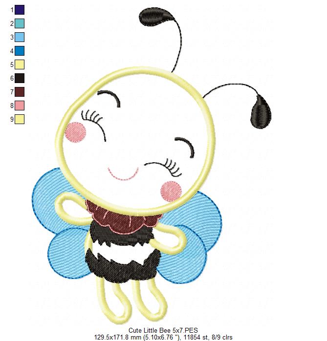 Cute Little Bee - Applique - Machine Embroidery Design