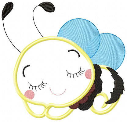 Little Bee Sleeping - Applique - Machine Embroidery Design