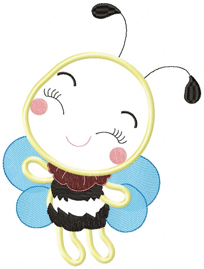 Cute Little Bee - Applique - Machine Embroidery Design