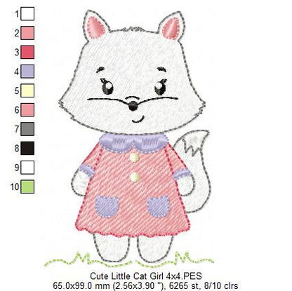 Cute Little Cat Girl - Rippled