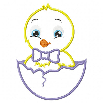 Cute Little Chick Boy in Egg – Appliqué – Machine Embroidery Design