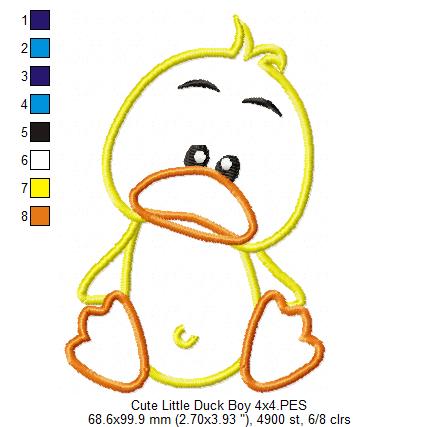 Cute Little Duck Boy - Appliqué - Machine Embroidery Design