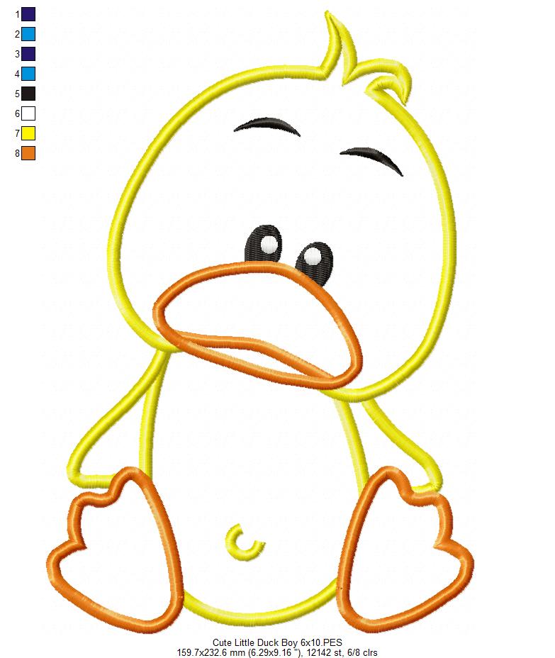 Cute Little Duck Boy - Appliqué - Machine Embroidery Design