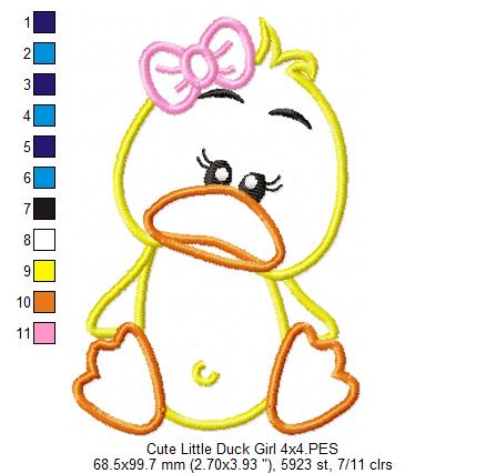 Cute Little Duck Girl and Boy - Applique - Set of 2 designs
