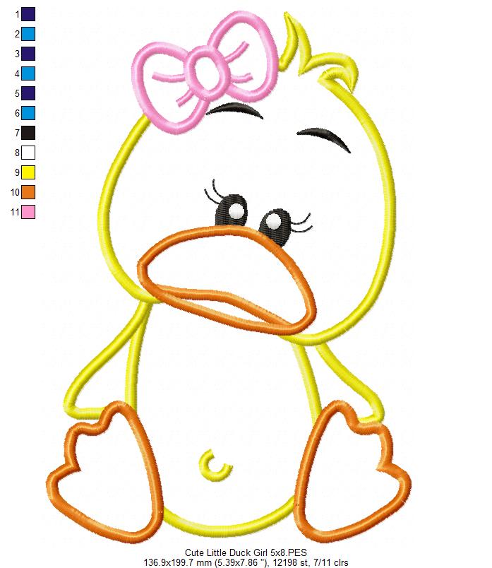 Cute Little Duck Girl and Boy - Applique - Set of 2 designs