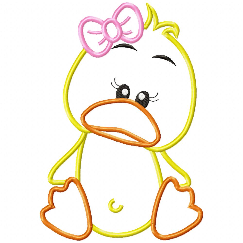 Cute Little Duck Girl and Boy - Applique - Set of 2 designs