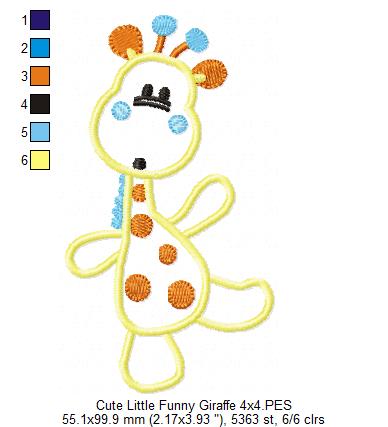 Funny Little Giraffe - Appliqué - Machine Embroidery Design
