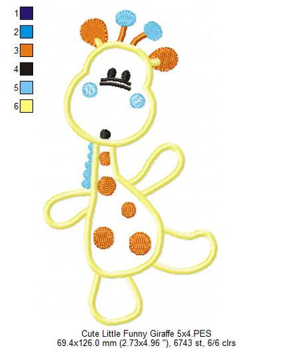 Funny Little Giraffe - Appliqué - Machine Embroidery Design