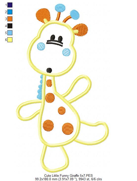 Funny Little Giraffe - Appliqué - Machine Embroidery Design