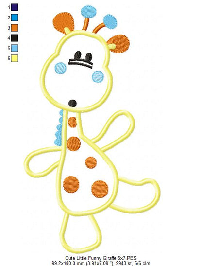 Funny Little Giraffe - Appliqué - Machine Embroidery Design