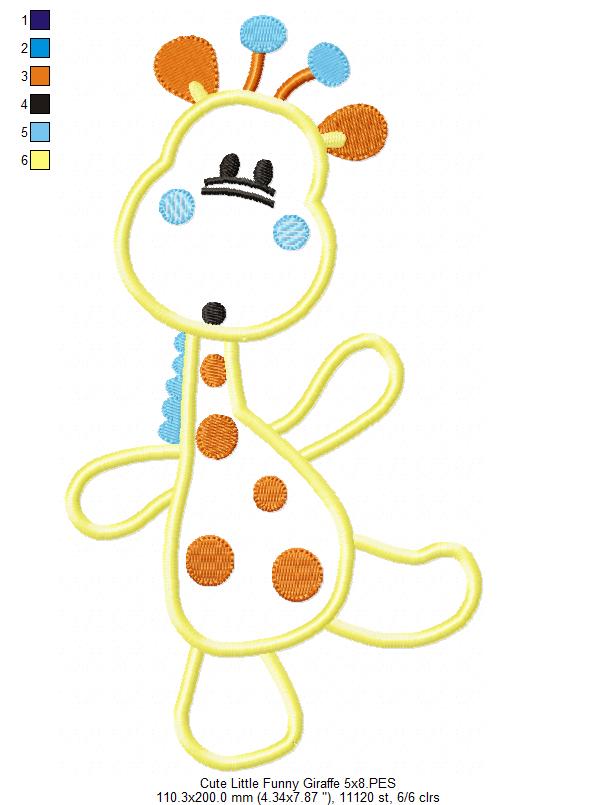 Funny Little Giraffe - Appliqué - Machine Embroidery Design