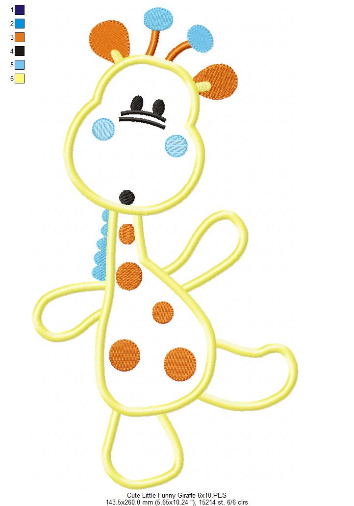 Funny Little Giraffe - Appliqué - Machine Embroidery Design