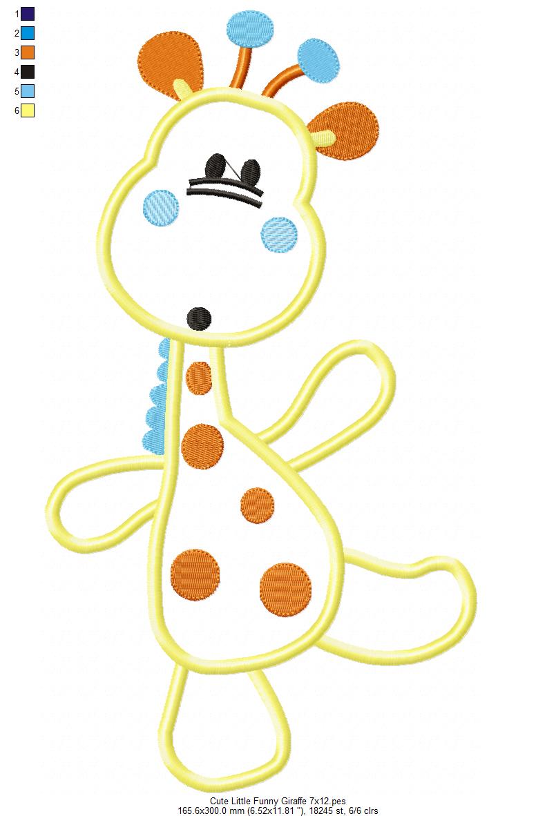 Funny Little Giraffe - Appliqué - Machine Embroidery Design
