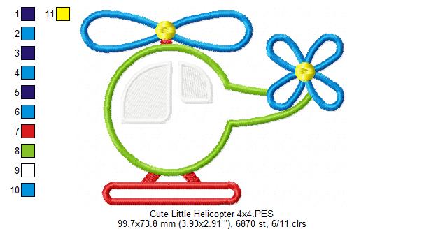 Cute Little Helicopter - Applique