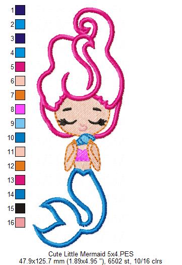 Cute Little Mermaid - Applique