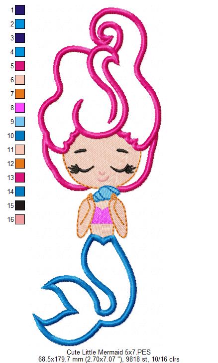 Cute Little Mermaid - Applique