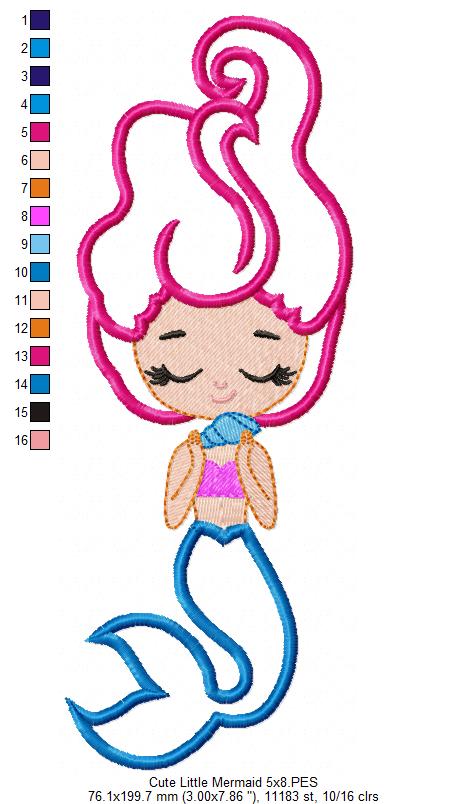 Cute Little Mermaid - Applique