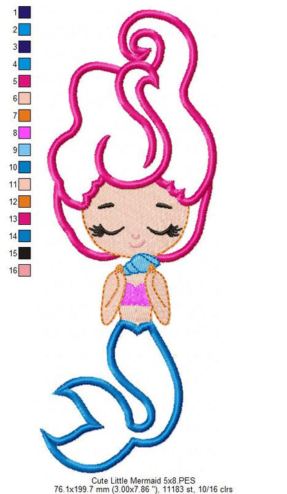 Cute Little Mermaid - Applique
