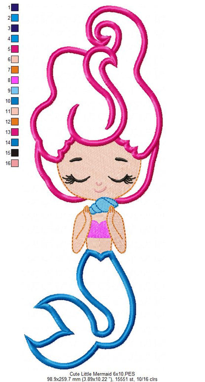 Cute Little Mermaid - Applique