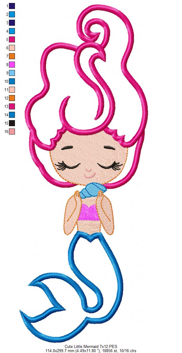 Cute Little Mermaid - Applique