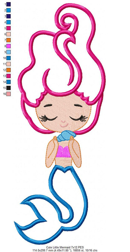 Cute Little Mermaid - Applique