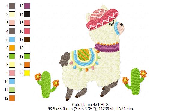 Cute Mexican Llama - Fill Stitch