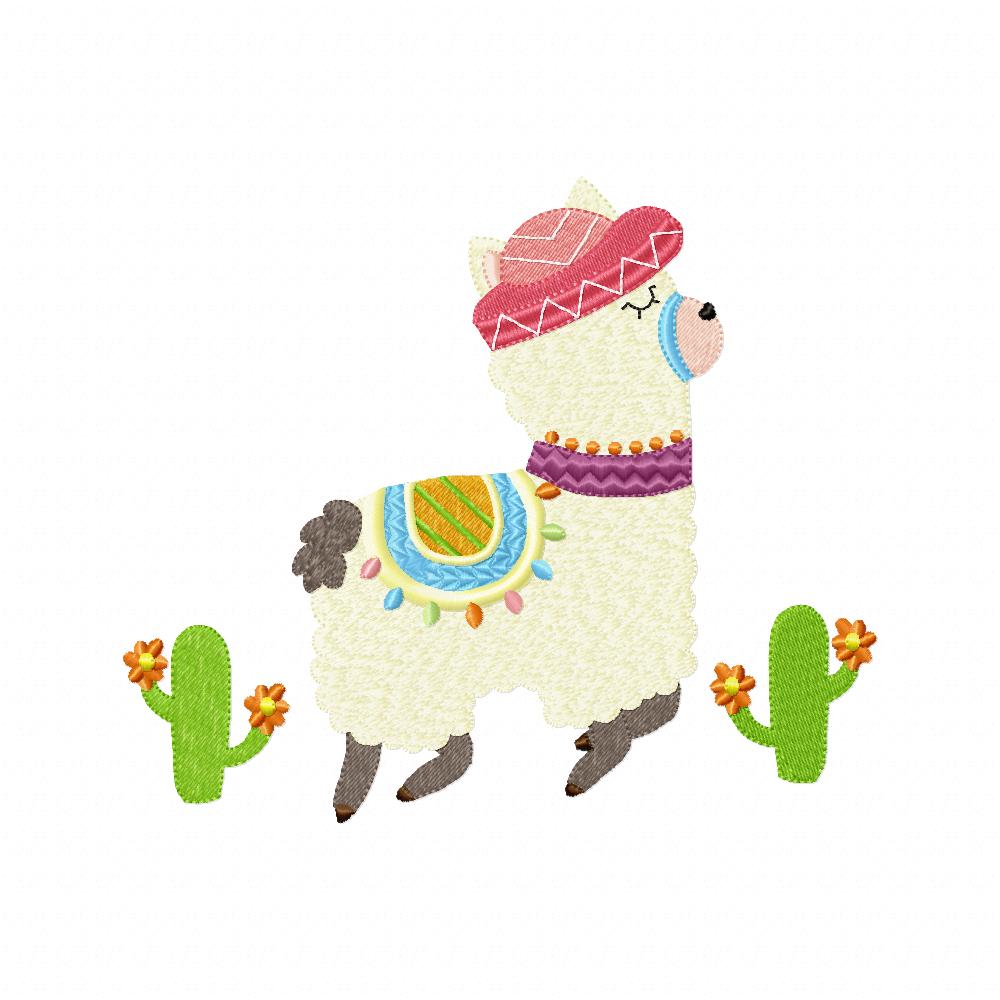 Cute Mexican Llama - Fill Stitch