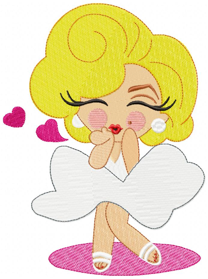 Cute Marilyn Monroe - Fill Stitch Embroidery