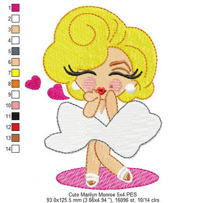 Cute Marilyn Monroe - Fill Stitch Embroidery