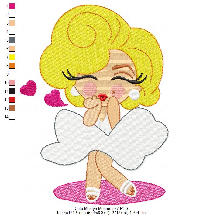 Cute Marilyn Monroe - Fill Stitch Embroidery