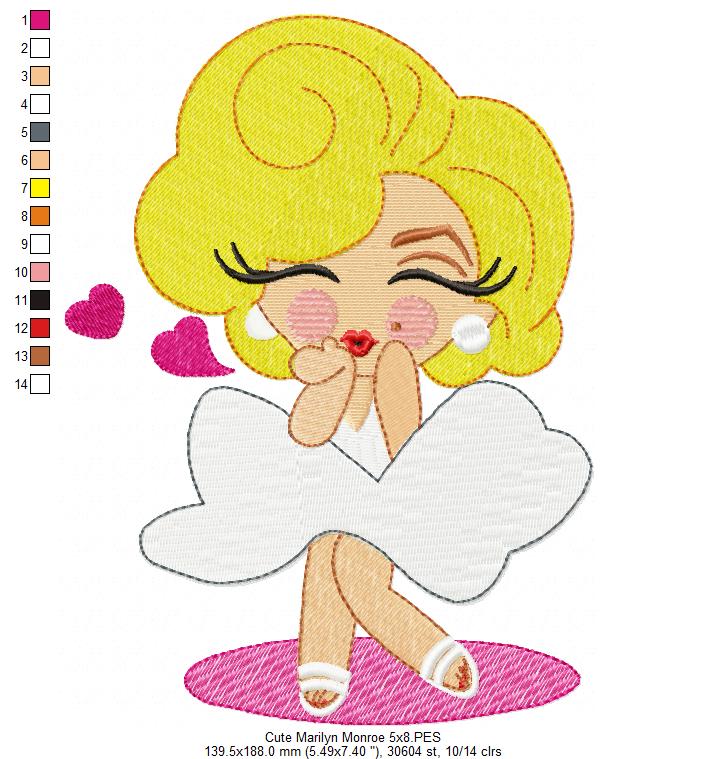 Cute Marilyn Monroe - Fill Stitch