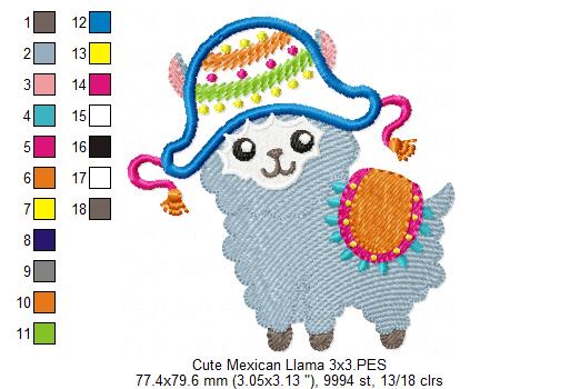 Cute Mexican Llama - Applique