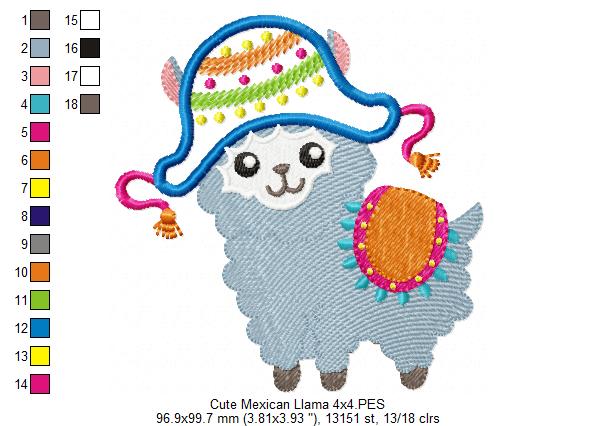 Cute Mexican Llama - Applique