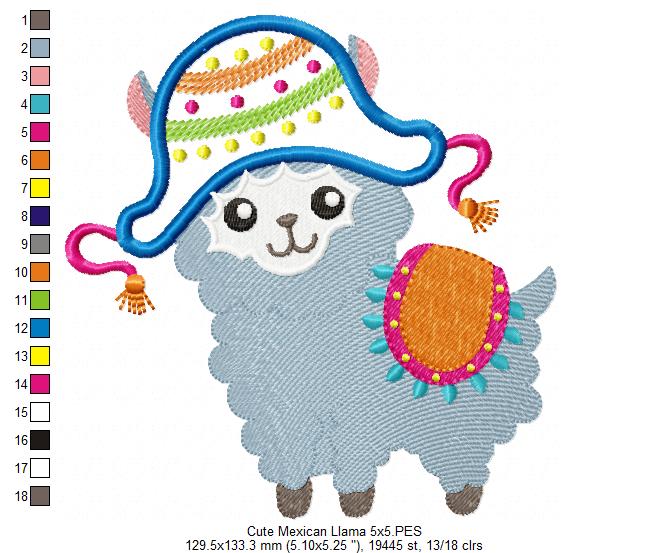 Cute Mexican Llama - Applique