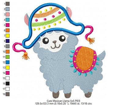 Cute Mexican Llama - Applique