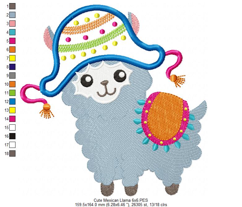 Cute Mexican Llama - Applique