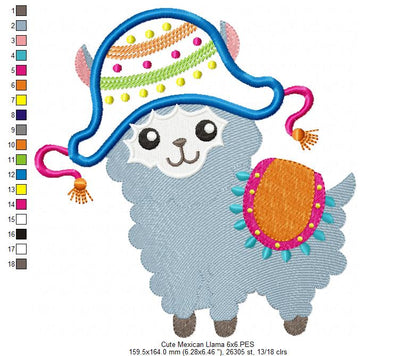 Cute Mexican Llama - Applique