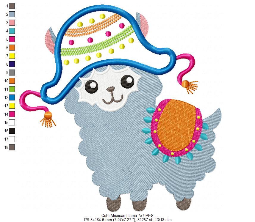 Cute Mexican Llama - Applique