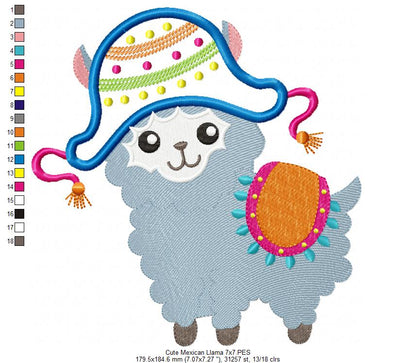 Cute Mexican Llama - Applique