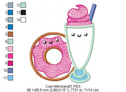 Milkshake with Donuts - Applique
