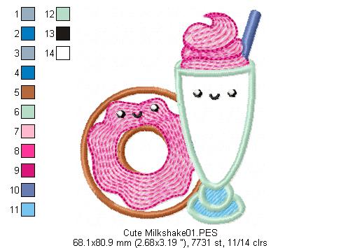 Milkshake with Donuts - Applique