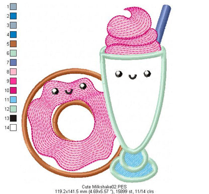 Milkshake with Donuts - Applique