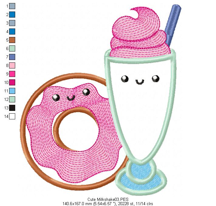 Milkshake with Donuts - Applique
