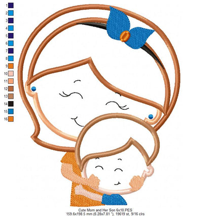 Cute Mom and Her Son - Applique