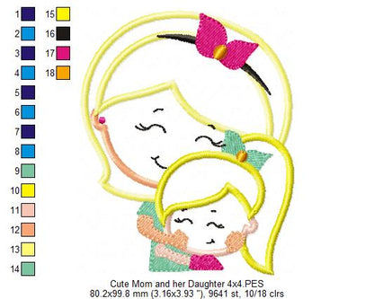 Cute Mom and her Daughter - Applique