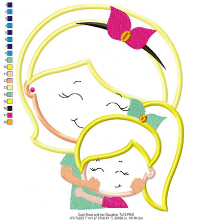 Cute Mom and her Daughter - Applique